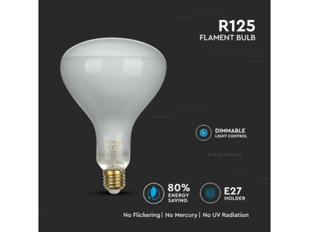SKU 7467 VT-2198D V-TAC Lampadina LED E27 8W R125 Filamento 4000K Dimmerabile