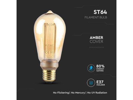 LAMPADINA LED PERA 4W E27 ST64 1800K AMBRA TRASPARENTE