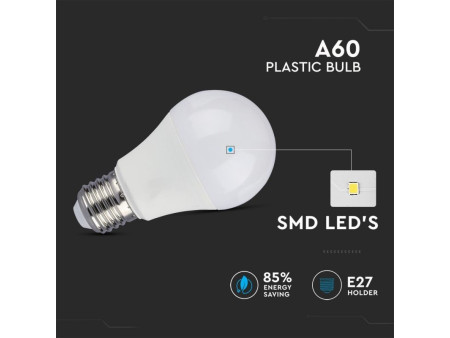 SKU 7481 VT-2210 V-TAC Lampadina LED E27 10W A60 6400K CRI95