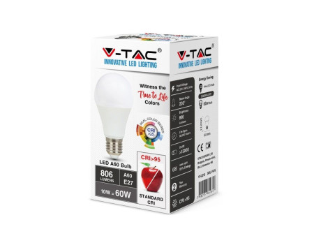SKU 7481 VT-2210 V-TAC Lampadina LED E27 10W A60 6400K CRI95