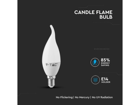 SKU 119 VT-258 V-TAC PRO Lampadina LED Chip Samsung E14 5,5W Candela a Fiamma 6400K