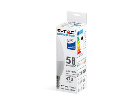 SKU 171 VT-226 V-TAC PRO Lampadina LED Chip Samsung E14 5,5W Candela 3000K