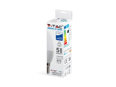 SKU 20045 VT-293D V-TAC PRO Lampadina LED Chip Samsung E14 5,5W a Candela 3000K Dimmerabile