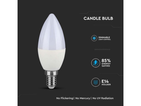 SKU 20187 VT-293D V-TAC PRO Lamapadina LED Chip Samsung E14 5,5W Candela 6400K Dimmerabile
