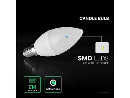SKU 2120186-6 VT-293D V-TAC PRO Lampadina LED Chip CREE E14 5,5W Candela 4000K Dimmerabile