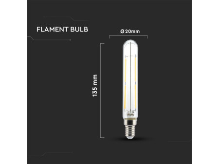 SKU 212703 VT-2204 V-TAC Lampadina LED E14 4W T20 Filamento 6500K