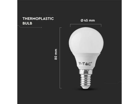 SKU 212733 VT-2266 V-TAC Lampadina LED E14 4,5W P45 3000K (Box 6 pezzi)