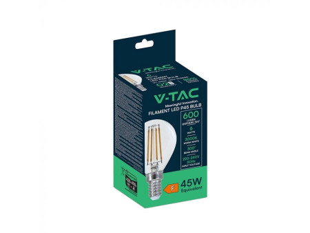 SKU 212847 VT-2466 V-TAC Lampadina LED E14 6W 100LM/W P45 Filamento 6500K