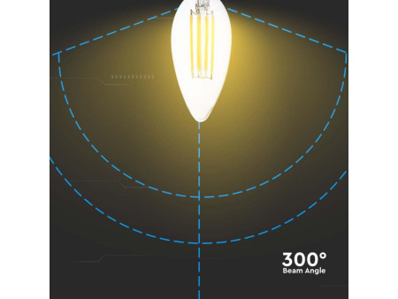 SKU 212848 VT-2327 V-TAC Lampadina LED E14 6W 130LM/W Candela Filamento 3000K