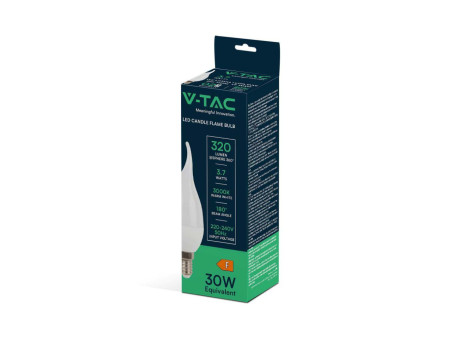 SKU 214164 VT-1818TP V-TAC Lampadina LED E14 3.7W Candela a Fiamma 3000K