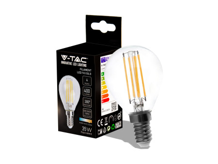 SKU 214300 VT-1996 V-TAC Lampadina LED E14 4W P45 Filamento 3000K