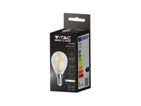 SKU 214300 VT-1996 V-TAC Lampadina LED E14 4W P45 Filamento 3000K