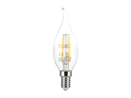 SKU 214302 VT-1997 V-TAC Lampadina LED E14 4W 100LM/W Candela a Fiamma Filamento 3000K