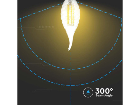 SKU 214432 VT-1995 V-TAC Lampadina LED E14 4W 100LM/W Candela a Fiamma Tortiglione Filamento 6500K