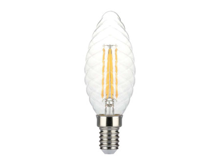 SKU 214367 VT-1985D V-TAC Lampadina LED E14 4W 100LM/W Candela Tortiglione Filamento 3000K Dimmerabile