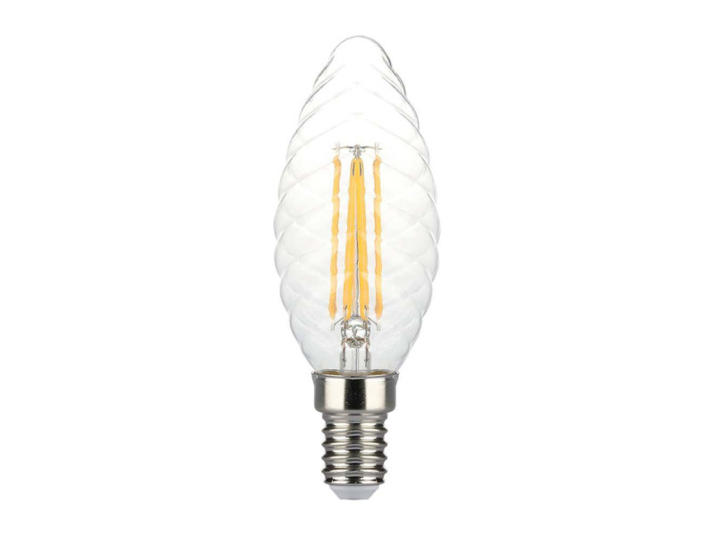 SKU 214367 VT-1985D V-TAC Lampadina LED E14 4W 100LM/W Candela Tortiglione Filamento 3000K Dimmerabile
