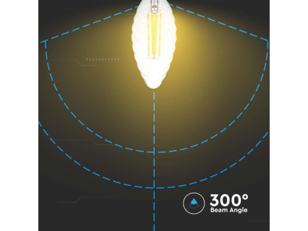 SKU 214367 VT-1985D V-TAC Lampadina LED E14 4W 100LM/W Candela Tortiglione Filamento 3000K Dimmerabile