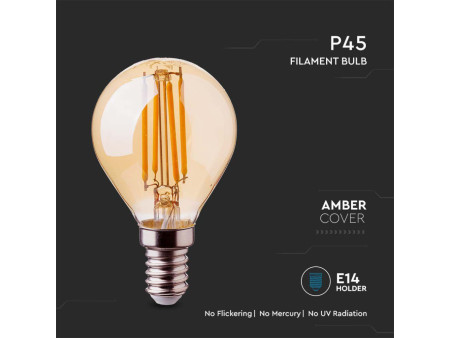 SKU 214499 VT-1953 V-TAC Lampadina LED E14 4W P45 Filamento Ambrato 2200K