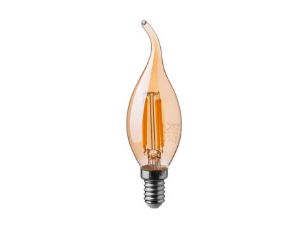 SKU 217114 VT-1949 V-TAC Lampadina LED E14 4W Candela a Fiamma Filamento Ambrato 2200K