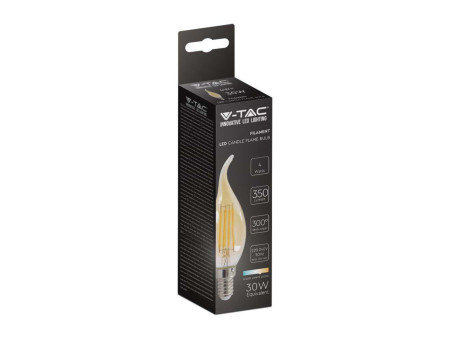SKU 217114 VT-1949 V-TAC Lampadina LED E14 4W Candela a Fiamma Filamento Ambrato 2200K