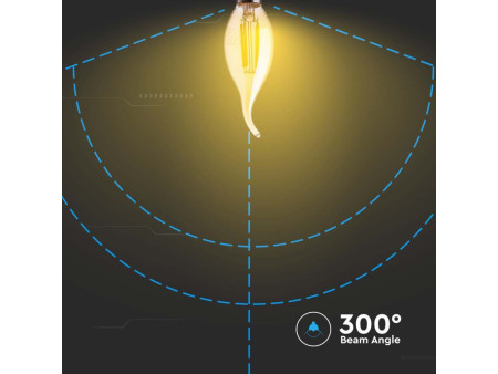 SKU 217114 VT-1949 V-TAC Lampadina LED E14 4W Candela a Fiamma Filamento Ambrato 2200K