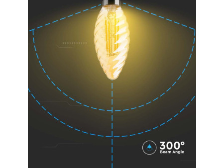 SKU 217115 VT-1948 V-TAC Lampadina LED E14 4W Candela Tortiglione Filamento Ambrato 2200K