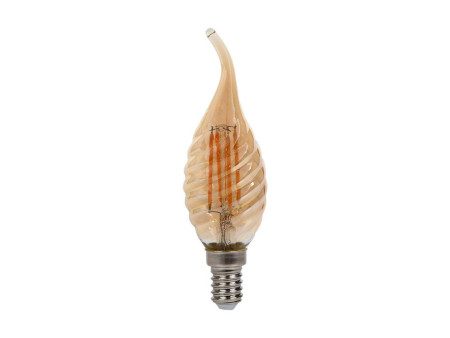 SKU 217116 VT-1947 V-TAC Lampadina LED E14 4W Candela a Fiamma Tortiglione Filamento Ambrato 2200K