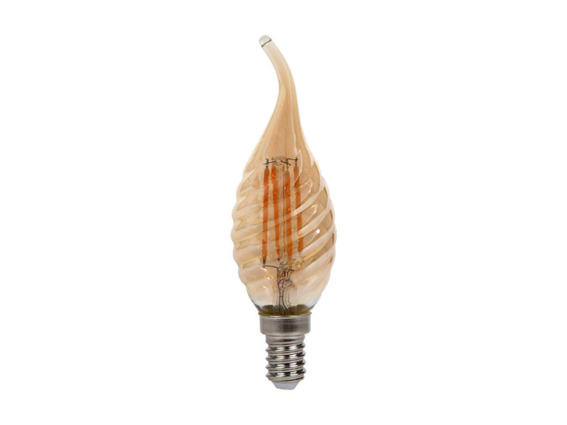 SKU 217116 VT-1947 V-TAC Lampadina LED E14 4W Candela a Fiamma Tortiglione Filamento Ambrato 2200K