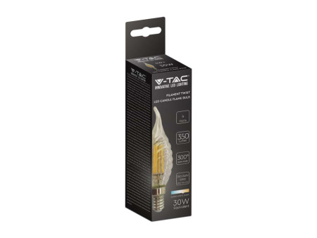 SKU 217116 VT-1947 V-TAC Lampadina LED E14 4W Candela a Fiamma Tortiglione Filamento Ambrato 2200K