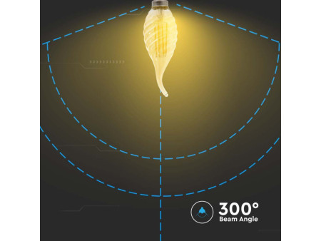 SKU 217116 VT-1947 V-TAC Lampadina LED E14 4W Candela a Fiamma Tortiglione Filamento Ambrato 2200K