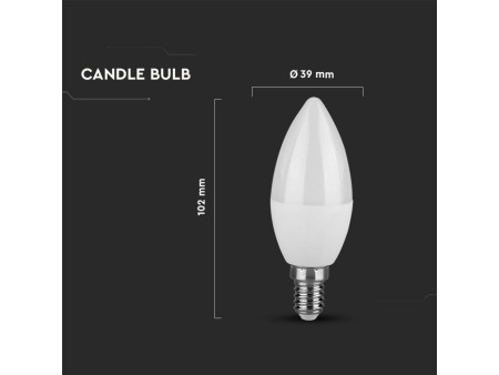 SKU 217263 VT-2076 V-TAC Lampadina LED E14 4,5W Candela 3000K (Box 3 Pezzi)