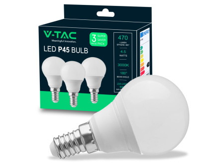 SKU 217358 VT-2156 V-TAC Lampadina LED E14 4,5W P45 4000K (Box 3 Pezzi)