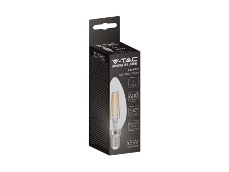 SKU 217423 VT-2127 V-TAC Lampadina LED E14 6W 100LM/W Candela Filamento 3000K