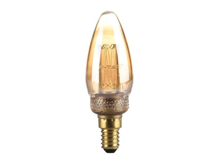 SKU 217472 VT-2152 V-TAC Lampadina LED E14 2W Candela Filamento Ambrato Art 1800K