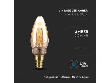 SKU 217472 VT-2152 V-TAC Lampadina LED E14 2W Candela Filamento Ambrato Art 1800K