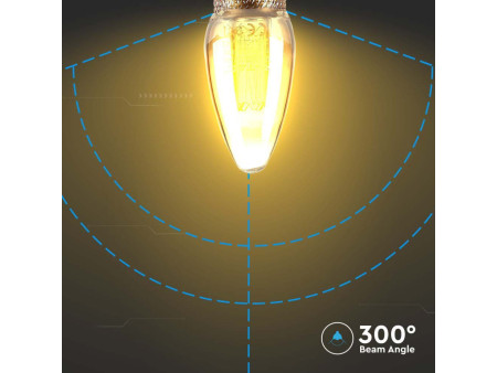 SKU 217472 VT-2152 V-TAC Lampadina LED E14 2W Candela Filamento Ambrato Art 1800K