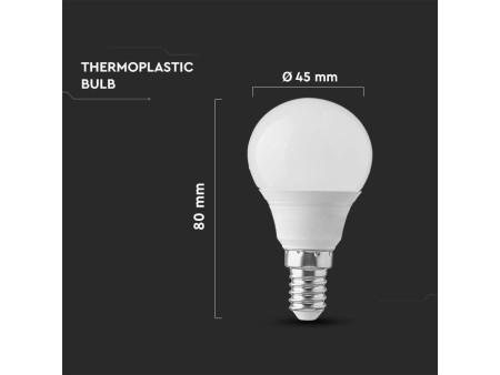 SKU 21863 VT-270-N V-TAC PRO Lamapadina LED Chip Samsung E14 6.5W P45 3000K