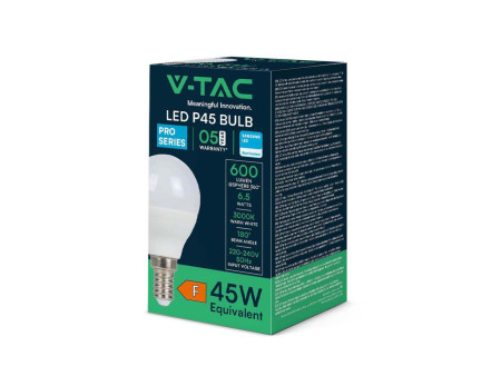 SKU 21865 VT-270-N V-TAC PRO Lampadina LED Chip Samsung E14 6.5W P45 6400K