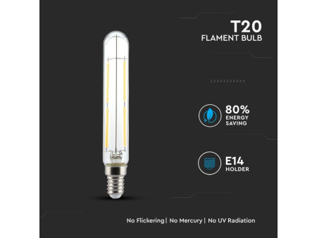 SKU 2703 VT-2204 V-TAC Lampadina LED E14 4W T20 Filamento 6400K