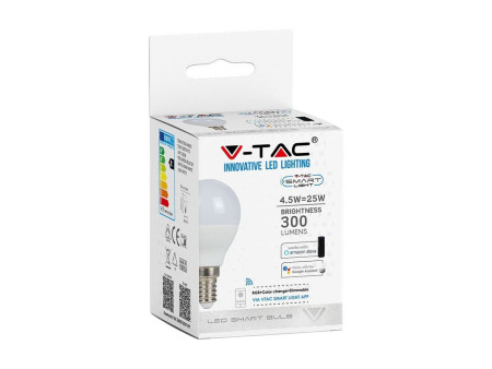 SKU 2756 VT-5154 V-TAC Lampadina LED E14 4,5W P45 con Google Home e Alexa con App V-Tac Smart RGB e 3 in 1 Dimmerabile