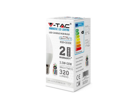 SKU 2769 VT-2214 V-TAC Lampadina LED E14 3,5W a Candela con Telecomando RGB + 3000K