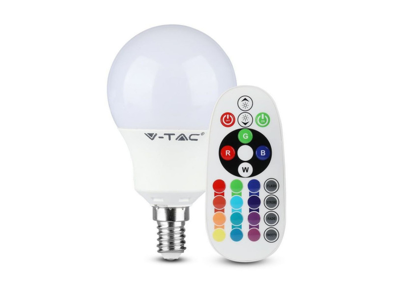 SKU 2777 VT-2234 V-TAC Lampadina LED E14 3,5W P45 con Telecomando RGB + 6400K