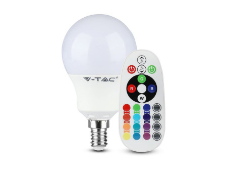 SKU 2775 VT-2234 V-TAC Lampadina LED E14 3,5W P45 con Telecomando RGB + 3000K