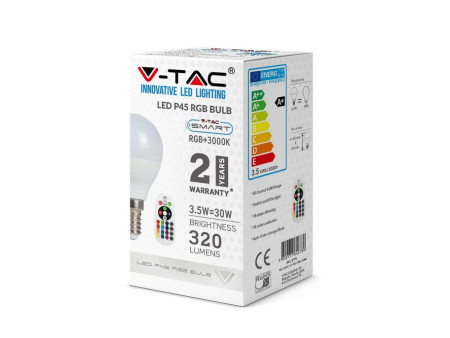SKU 2775 VT-2234 V-TAC Lampadina LED E14 3,5W P45 con Telecomando RGB + 3000K