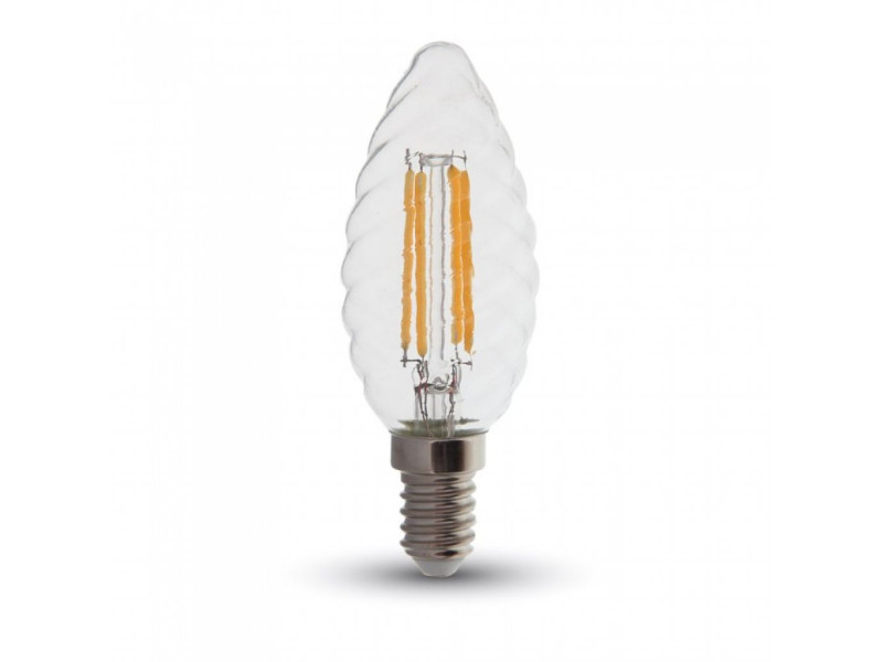 SKU 279 VT-274 V-TAC PRO Lampadina LED Chip Samsung E14 4W Candela Tortiglione Filamento 2700K