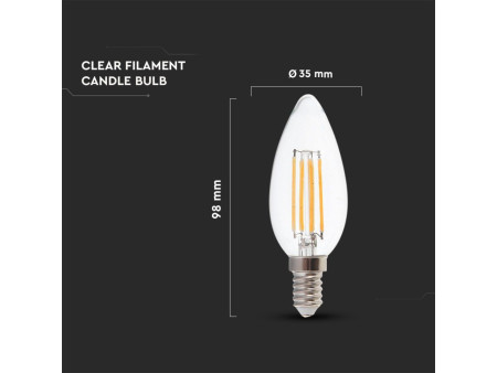 SKU 2848 VT-2327 V-TAC Lampadina LED E14 6W 130LM/W Candela Filamento 2700K