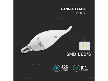 SKU 4164 VT-1818TP V-TAC Lampadina LED E14 4W Candela a Fiamma 2700K