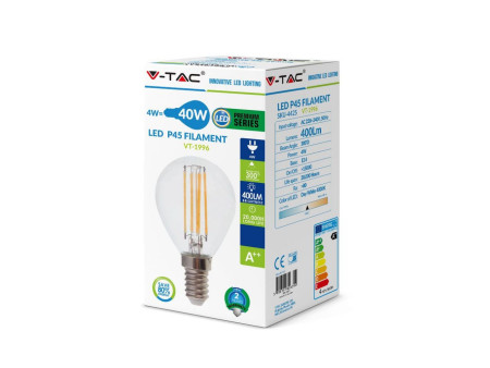SKU 4300 VT-1996 V-TAC Lampadina LED E14 4W P45 Filamento 2700K