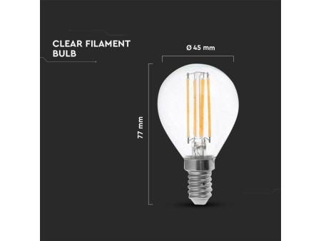 SKU 4426 VT-1996 V-TAC Lampadina LED E14 4W 100LM/W E14 P45 Filamento 6400K