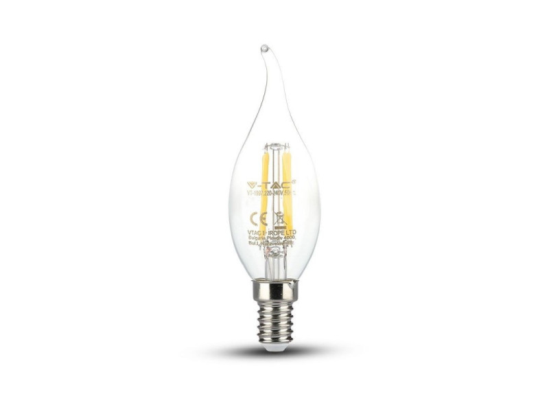 SKU 4302 VT-1997 V-TAC Lampadina LED E14 4W Candela a Fiamma Filamento Incrociato 2700K